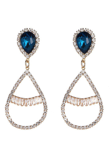 Royal Blue Beaded Formal Earrings